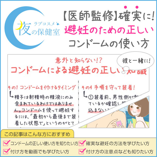 コンドームの正しい使い方の男女イラスト